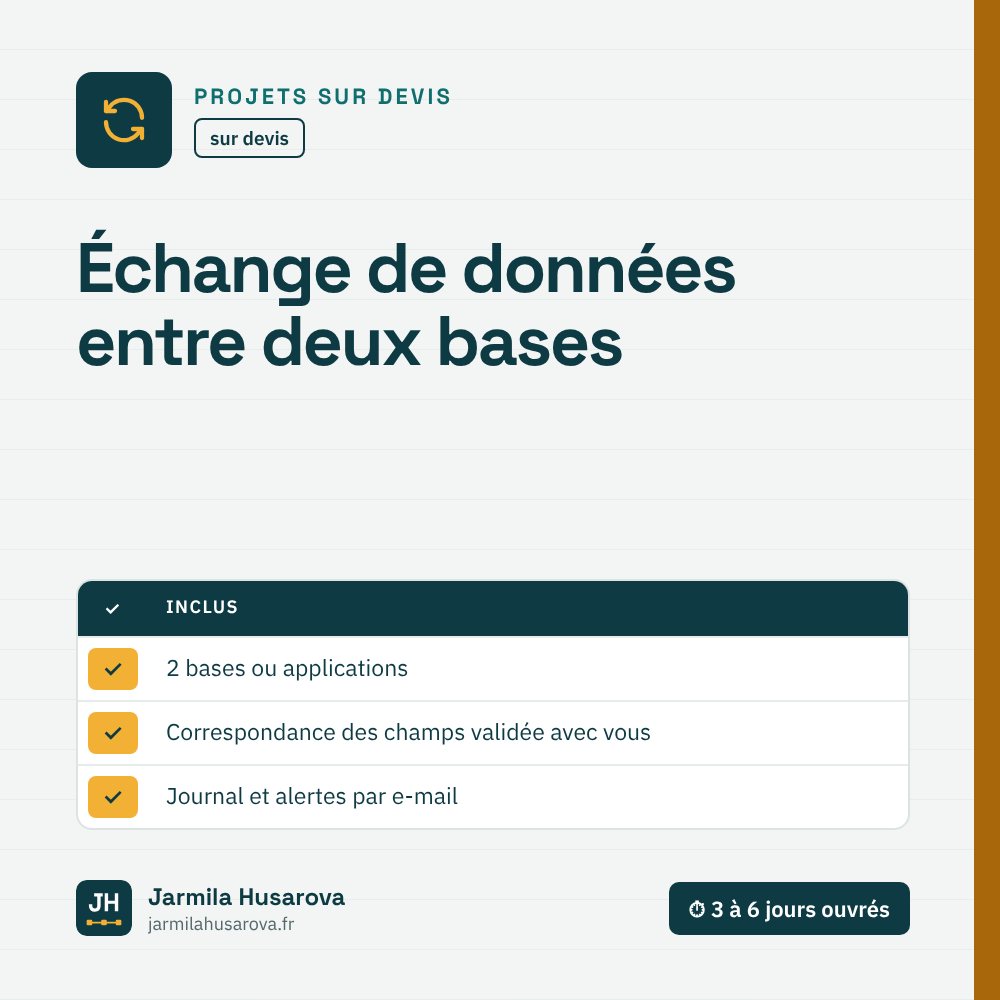 Échange de données entre deux bases — Jarmila Husarova
